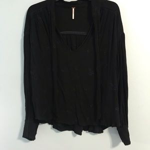 Free People Wishful Moments Tie Neck Blouse